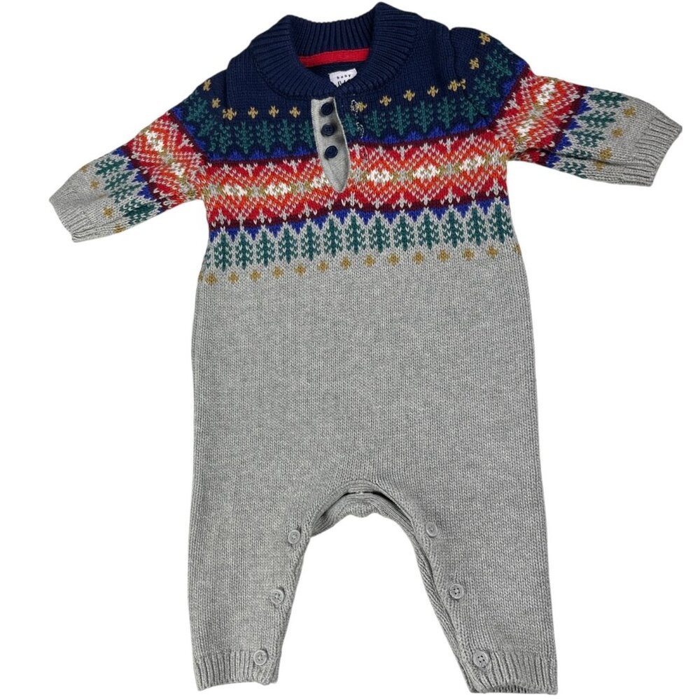 Baby Gap Fair Isle One-Piece Sweater Cotton Size 0 - 3 Months Boys Preppy